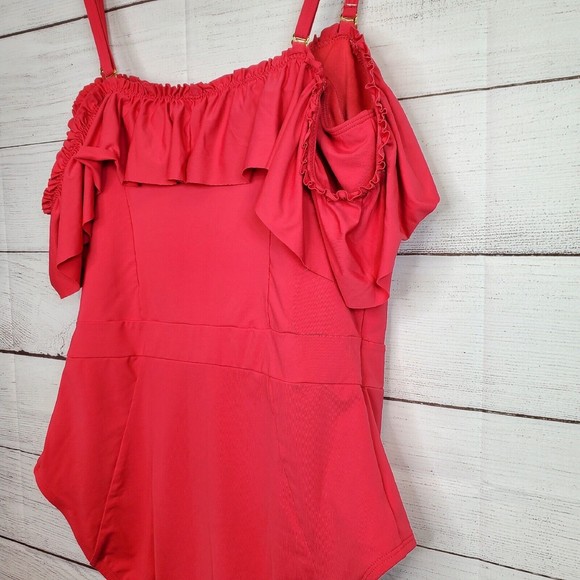 BLEU Women's Pink Ruffled Rod Beattie One Piece Swimsuit Size 14 - Picture 4 of 9